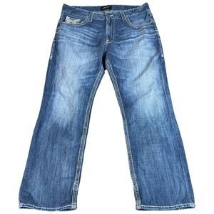 Vintage Buckle Big Star Voyager Straight Jeans Mens 38 Blue Denim Relaxed Fit